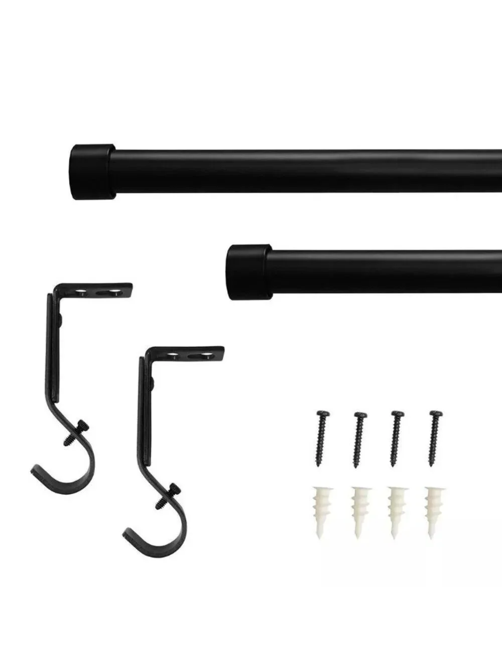 Lumi Home Matte Black Finish Expandable Curtain Rod w/ Hardware 36